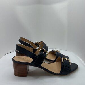 Talbots Womens Black Strappy Heeled Sandals With Adjustable Buckles Size 7.5
